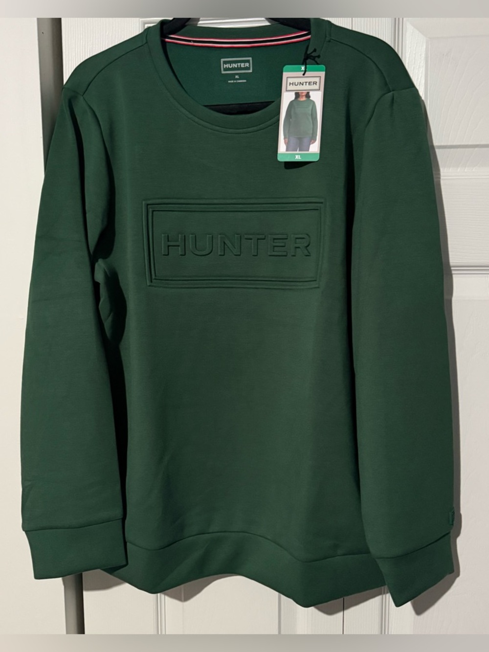 Hunter Crewneck Soft Sweatshirt Pullover Embossed Logo, Green, Women’s Size XL
